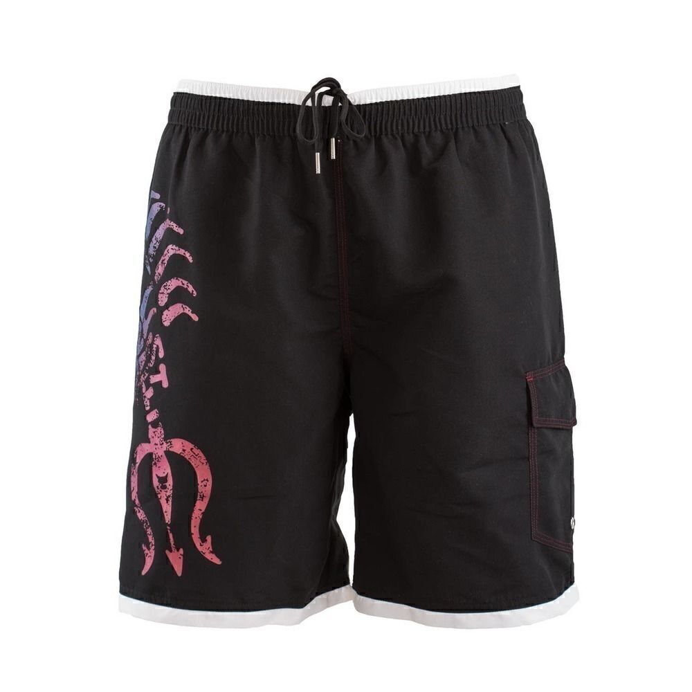 New Just Cavalli Men Black Printed Beach Swim Shorts Surf Board Trunks W 30-32in